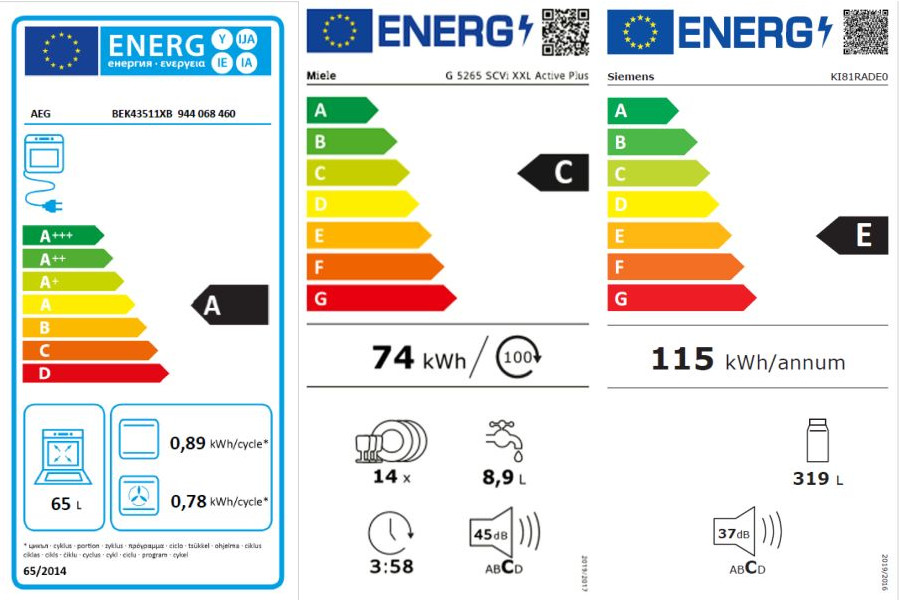 Musterküche AV 2010 Zement-hell Melaminharzbeschichtung Energieeffizienzklassen